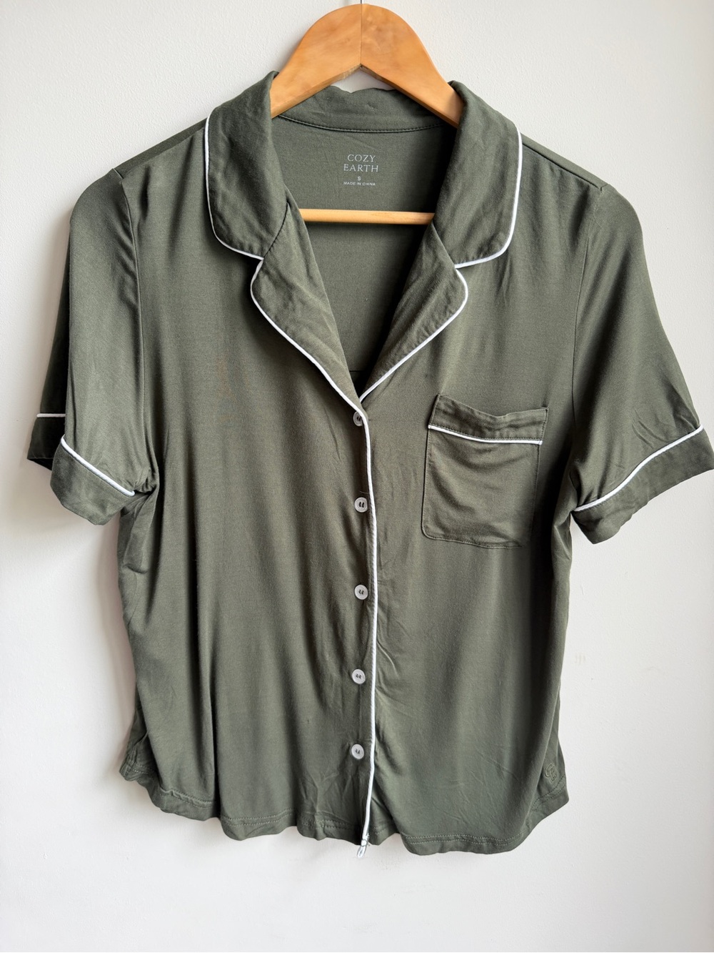 Cozy Earth Bamboo Viscose Button Down Short Sleeve Pajama Top Womens S